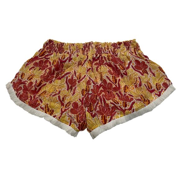 M185 POUPETTE ST BARTH Women's Shorts Fringe Yellow/Red Small - Picture 2 of 8